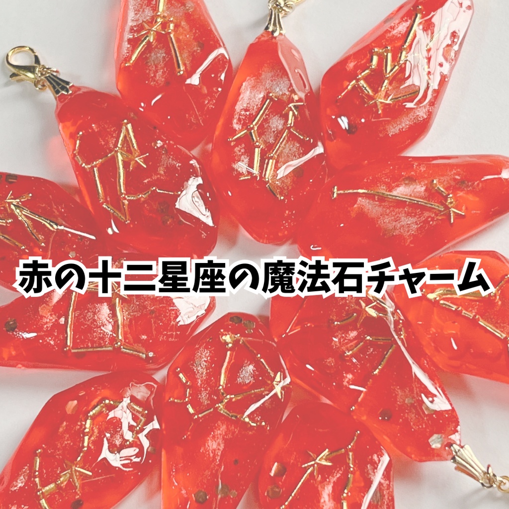 赤の十二星座の魔法石チャーム