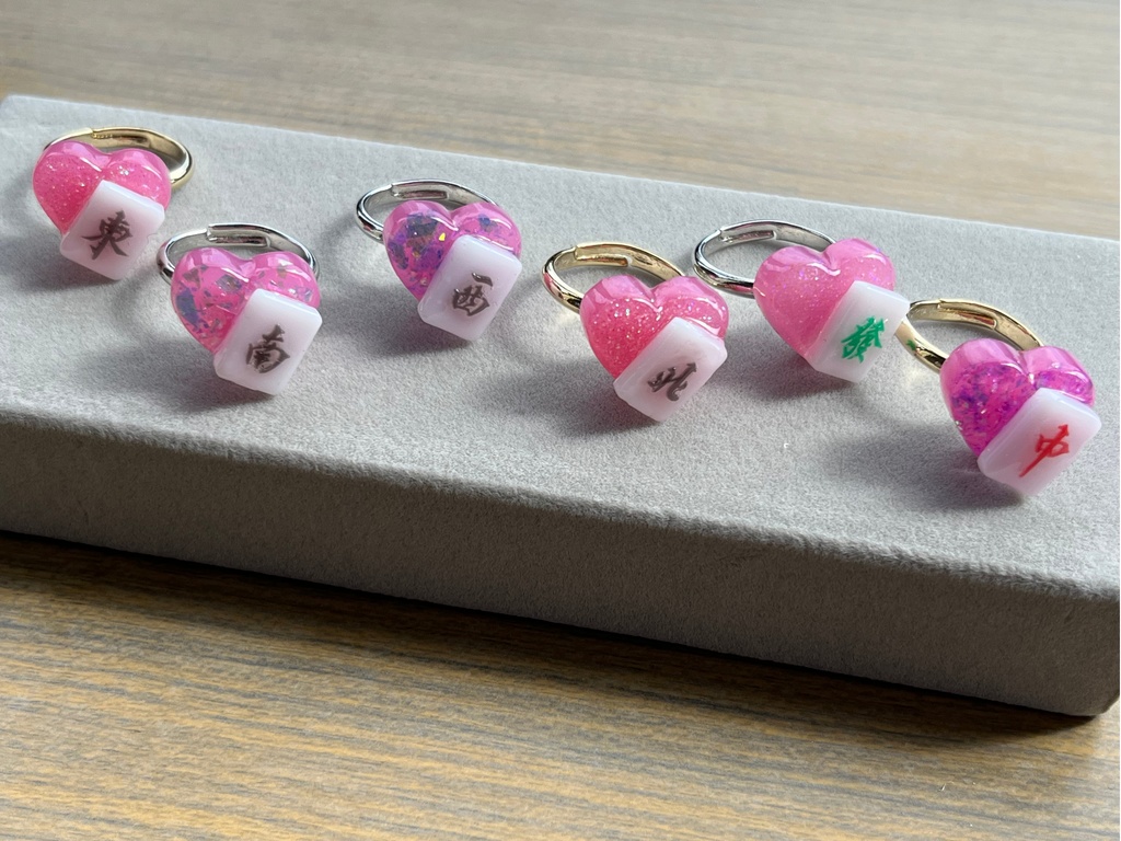 ミニ雀牌×ハートリング ピンク