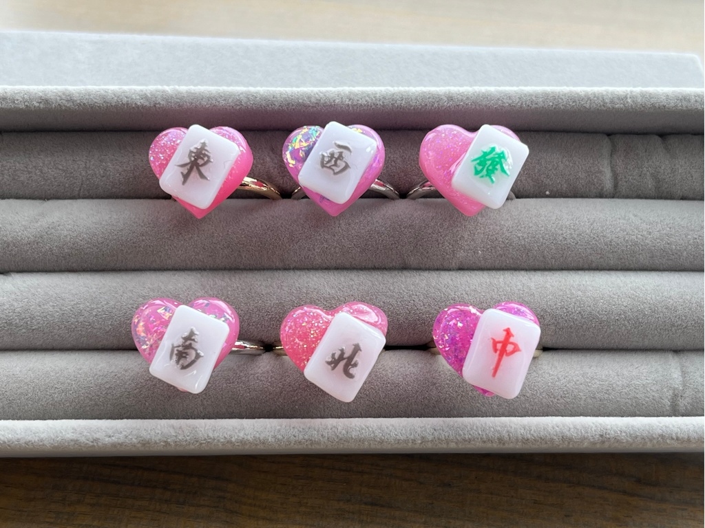ミニ雀牌×ハートリング ピンク