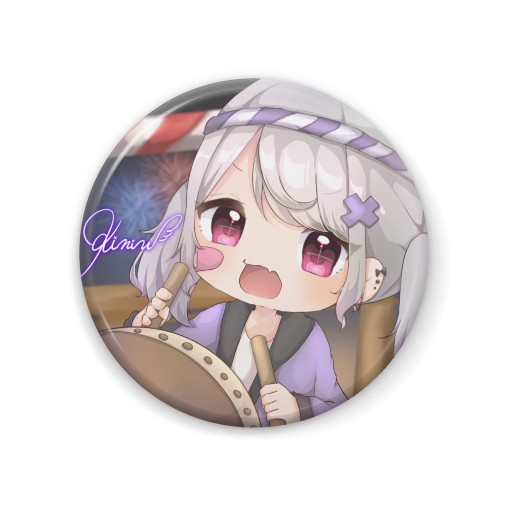 きりんのまつげ缶バッチ（法被ver.）