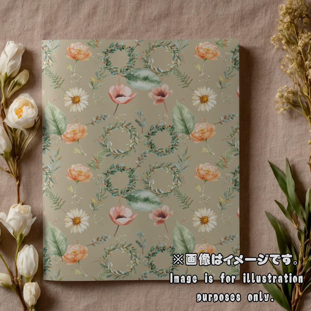 水彩ボタニカルグリーナリー デジタルペーパー20枚セット(10柄×2色)| シームレスパターン 3600×3600px