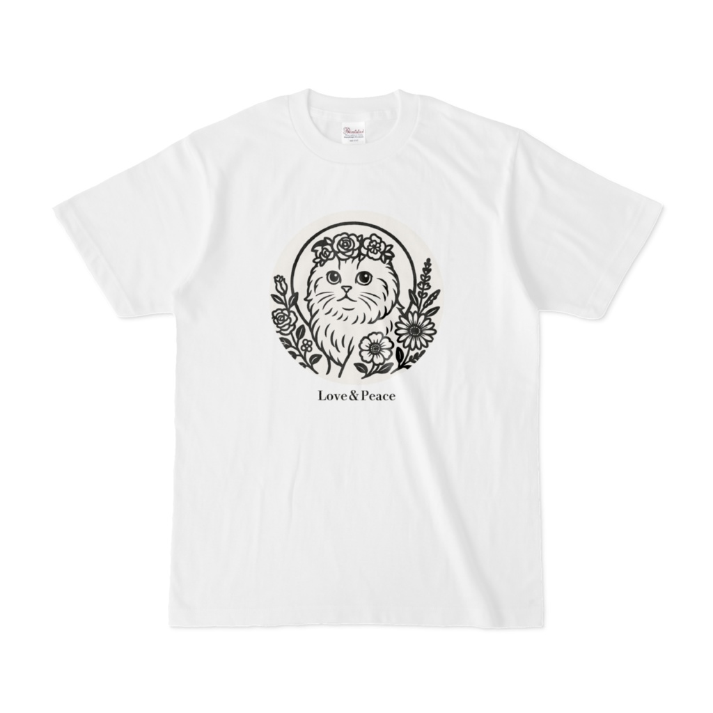 スコティッシュフォールドLove&Peace【Tシャツ白】
