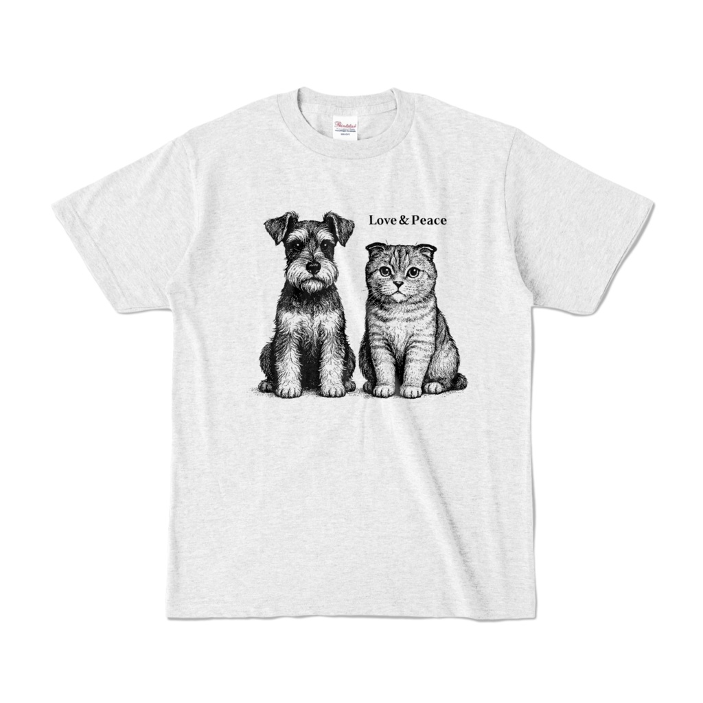 ミニチュアシュナウザー&スコティッシュフォールド【Tシャツ*アッシュ】