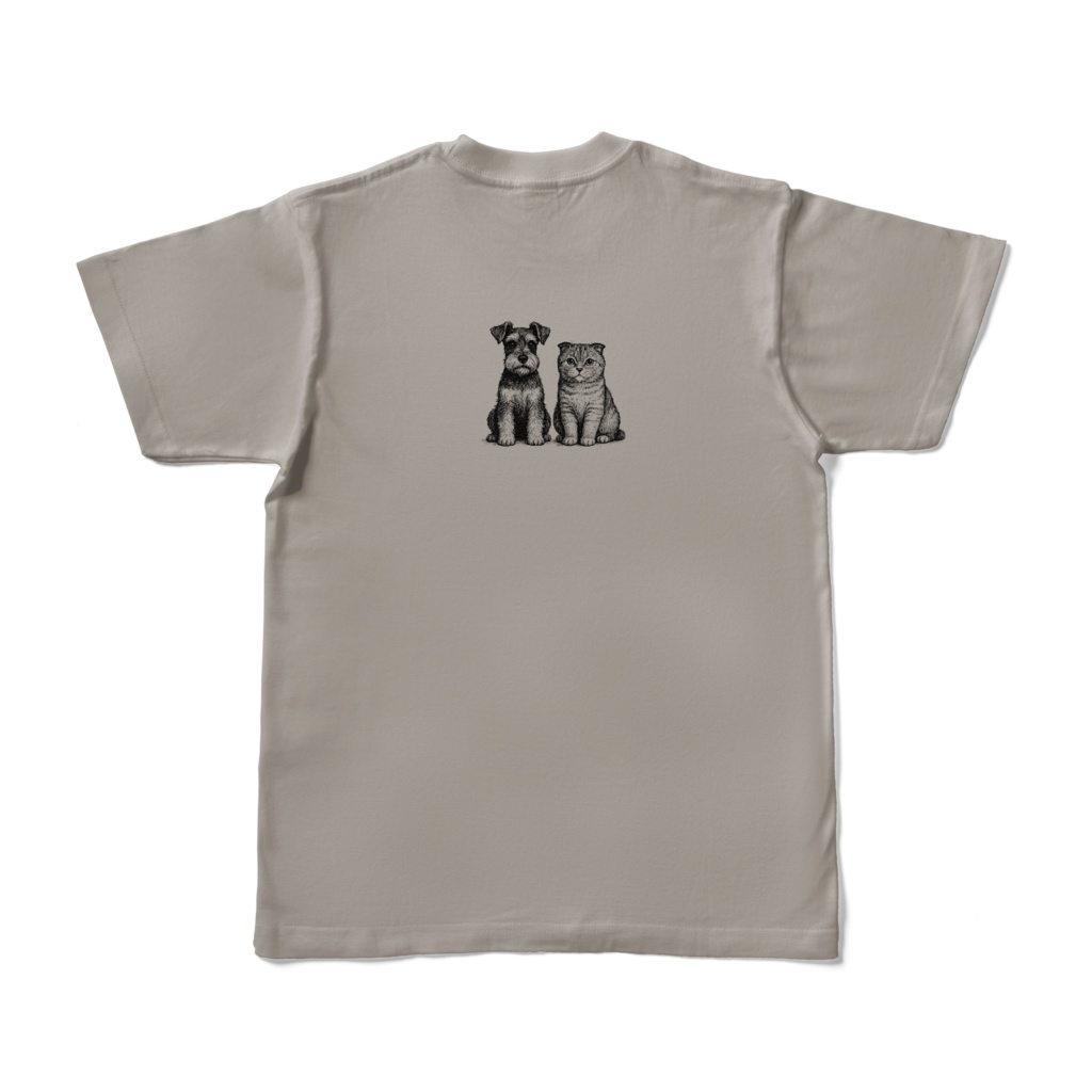 ミニチュアシュナウザー&スコティッシュフォールド【Tシャツ*両面絵柄】