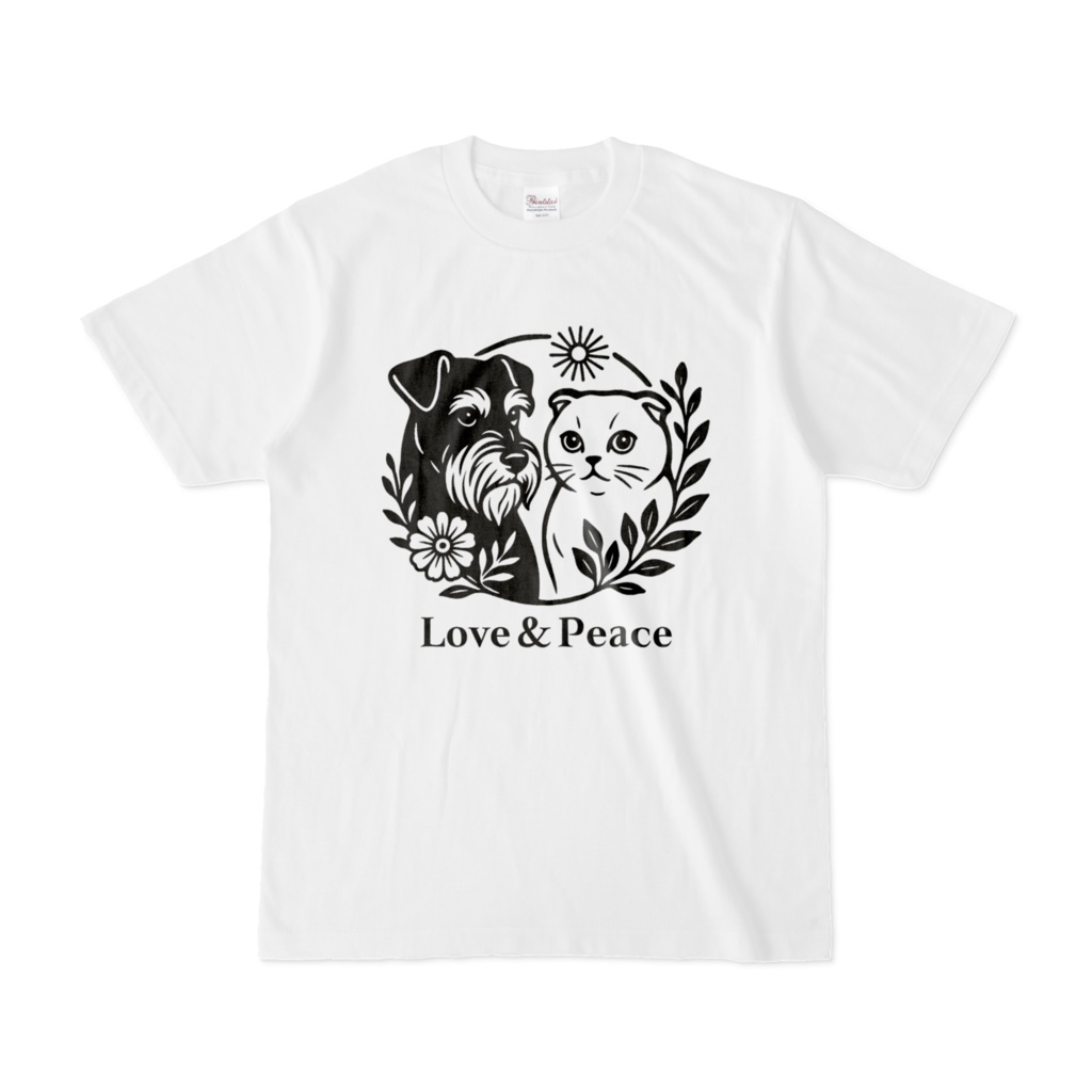 ミニチュアシュナウザー＆スコティッシュフォールド【Tシャツ＊両面デザイン】