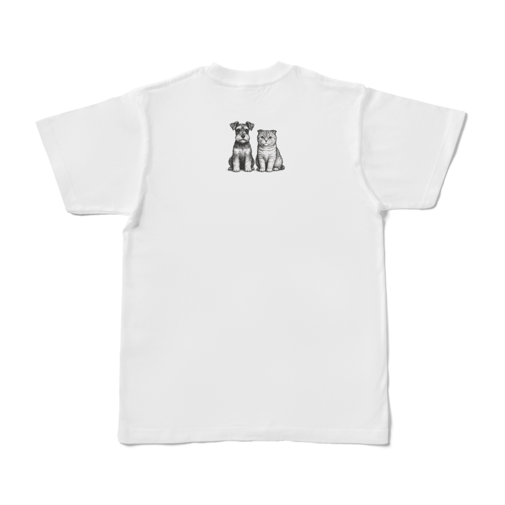 ミニチュアシュナウザー&スコティッシュフォールド【Tシャツ*両面デザイン】