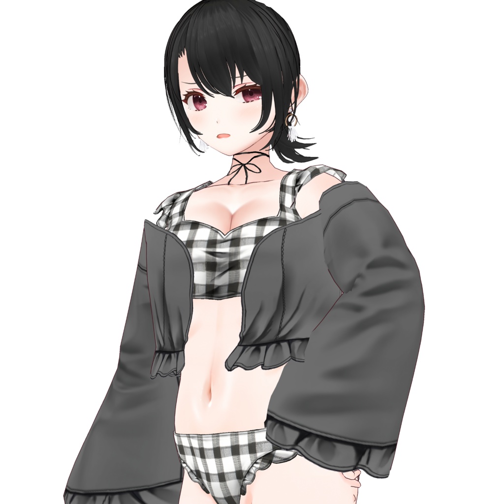 【VRoid正式版】フリルチェック水着 Furiru check swim wear