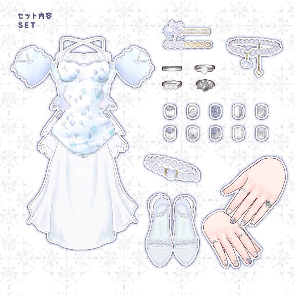 【VRoid正式版】シェル水着セット Seashell swimsuit