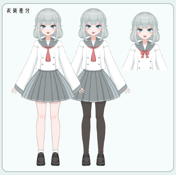 【汎用モデル】色素うすめ白セーラーちゃん【VTS対応】