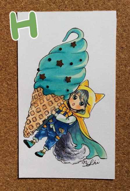 【小さいフレームレス原画】犬頭巾くん