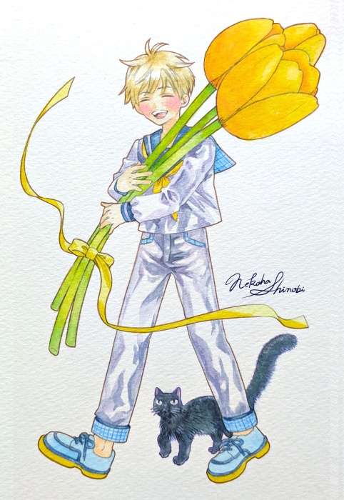 NEW!【ポストカード】猫とセーラー男子