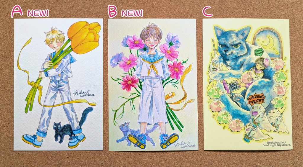 NEW!【ポストカード】猫とセーラー男子