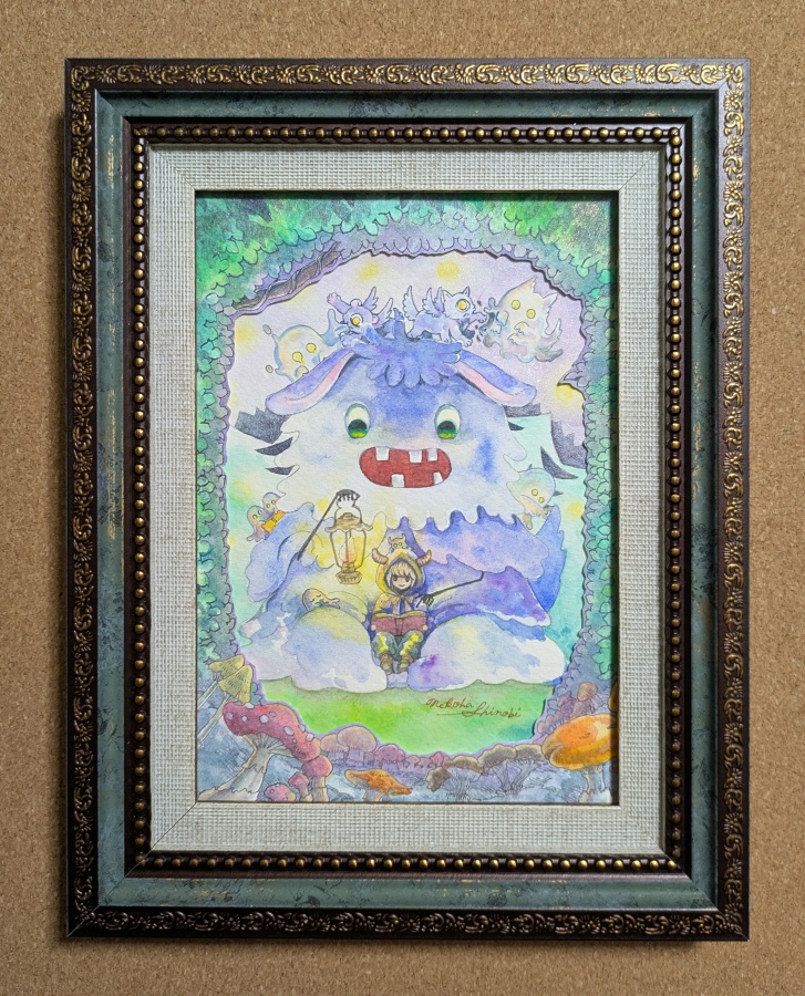 NEW!【額装作品】怪たちと宵の森