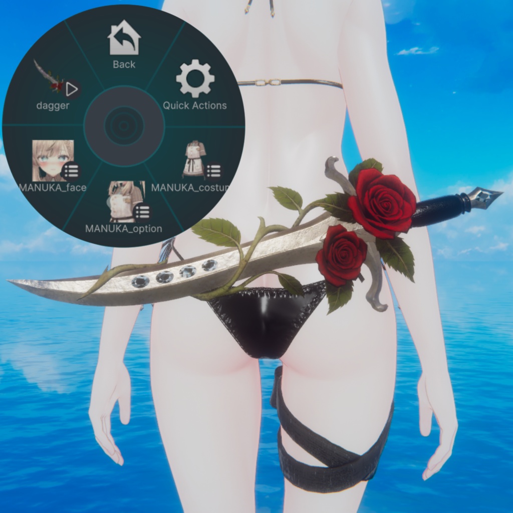 Dark Fantasy Rose Dagger & Crown Set for Manuka { マヌカ用 ダークファンタジー 薔薇の短剣&王冠セット}