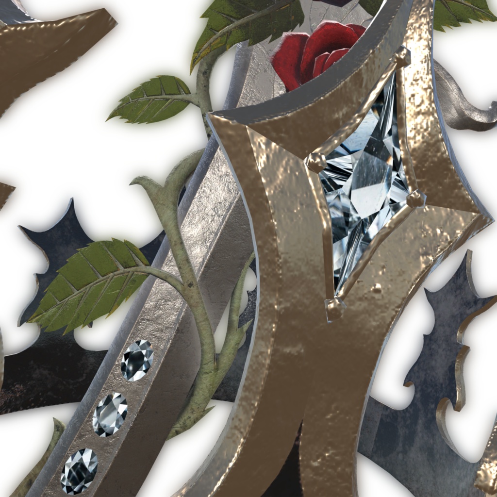 Dark Fantasy Rose Dagger & Crown Set for Manuka { マヌカ用 ダークファンタジー 薔薇の短剣&王冠セット}