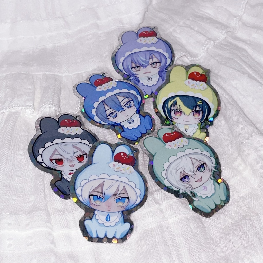 【セット】キラキラうさぎステッカー&マグネット6種