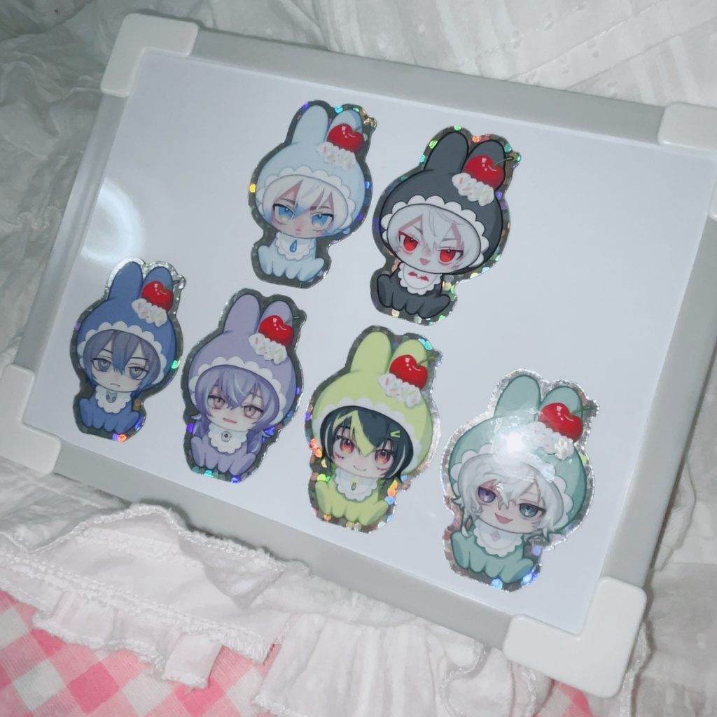 【セット】キラキラうさぎステッカー&マグネット6種