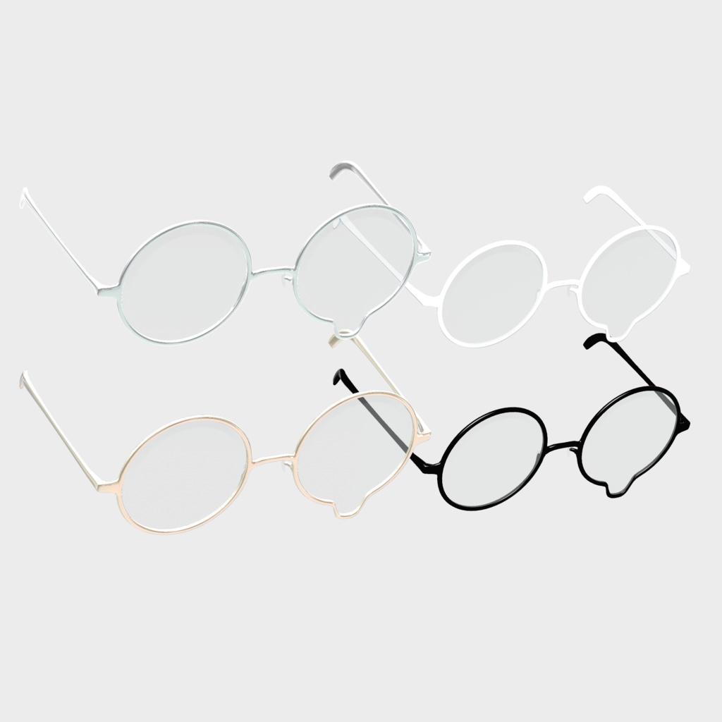 【ボーン付きメガネ】Swing Melt Glasses スイング・メルト・グラス【VRChat想定】