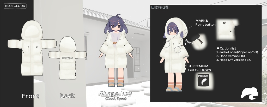 【3Dモデル】 うささき usasaki - Long Down Jacket