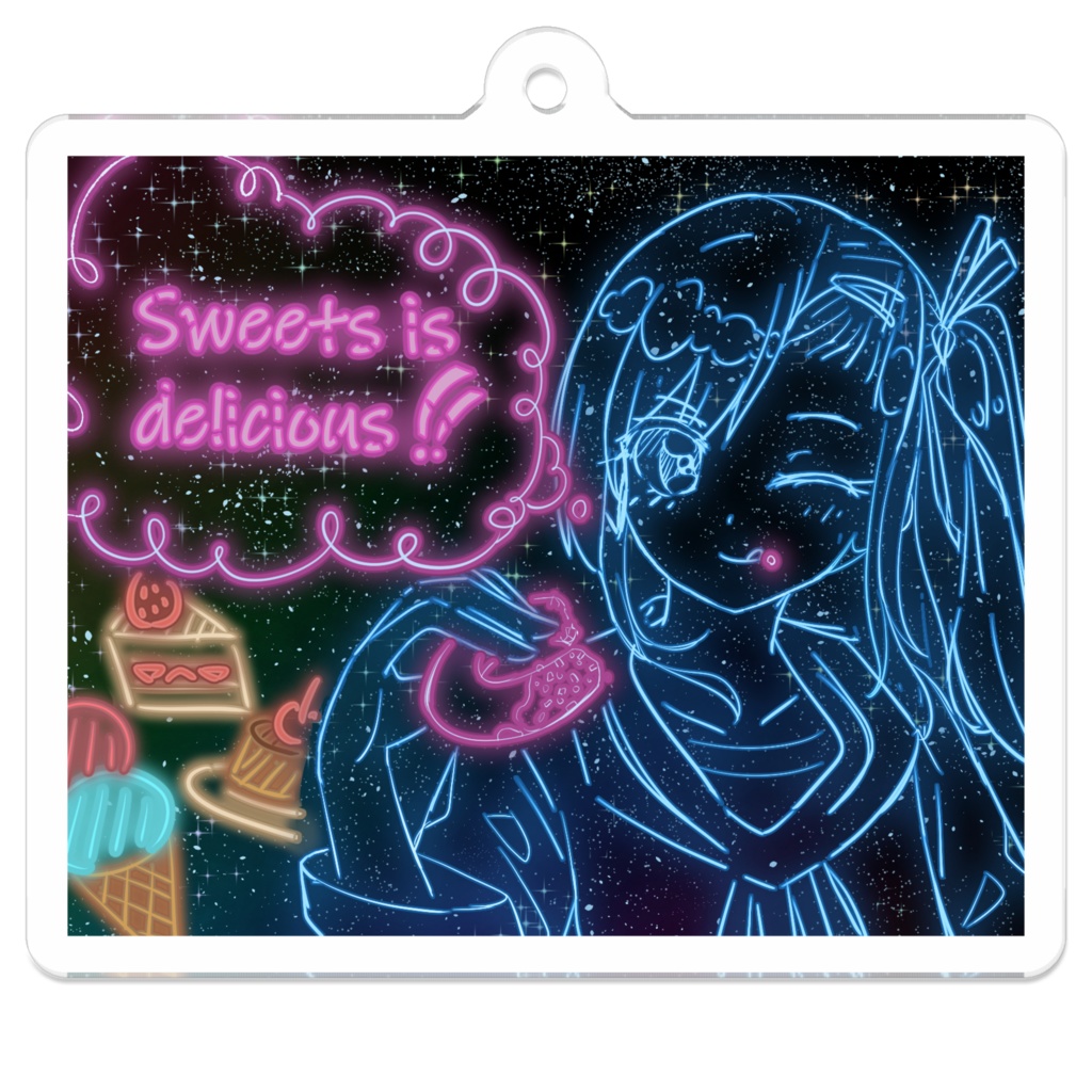 ネオン風女の子　アクリルキーホルダー