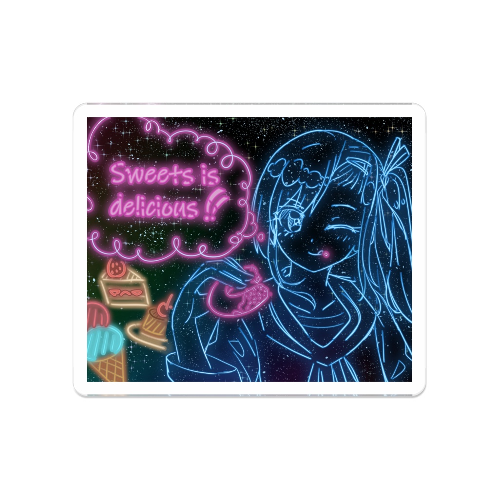 ネオン風女の子　アクリルバッジ