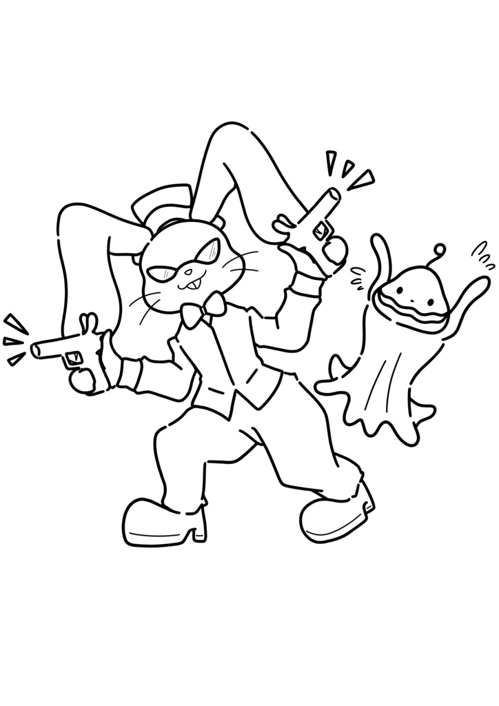 バンバンうさぎとヒャー星人 白Tシャツ