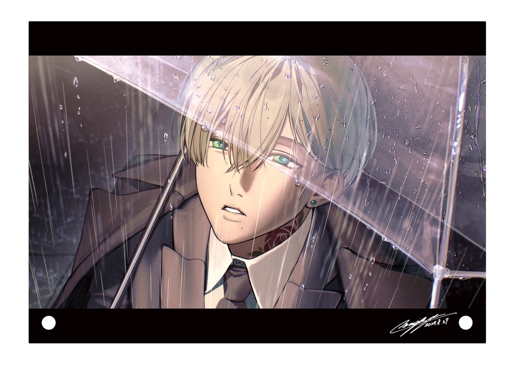 直筆サイン入り　A４アクリルプレート　雨が止まずとも