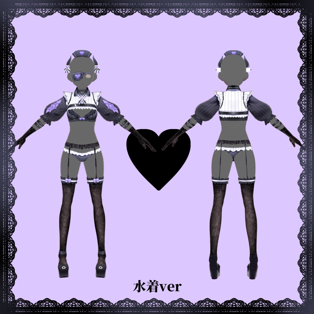 【VRoid用】小悪魔ナース服&水着テクスチャセット【ナースキャップその他アクセサリー付き】