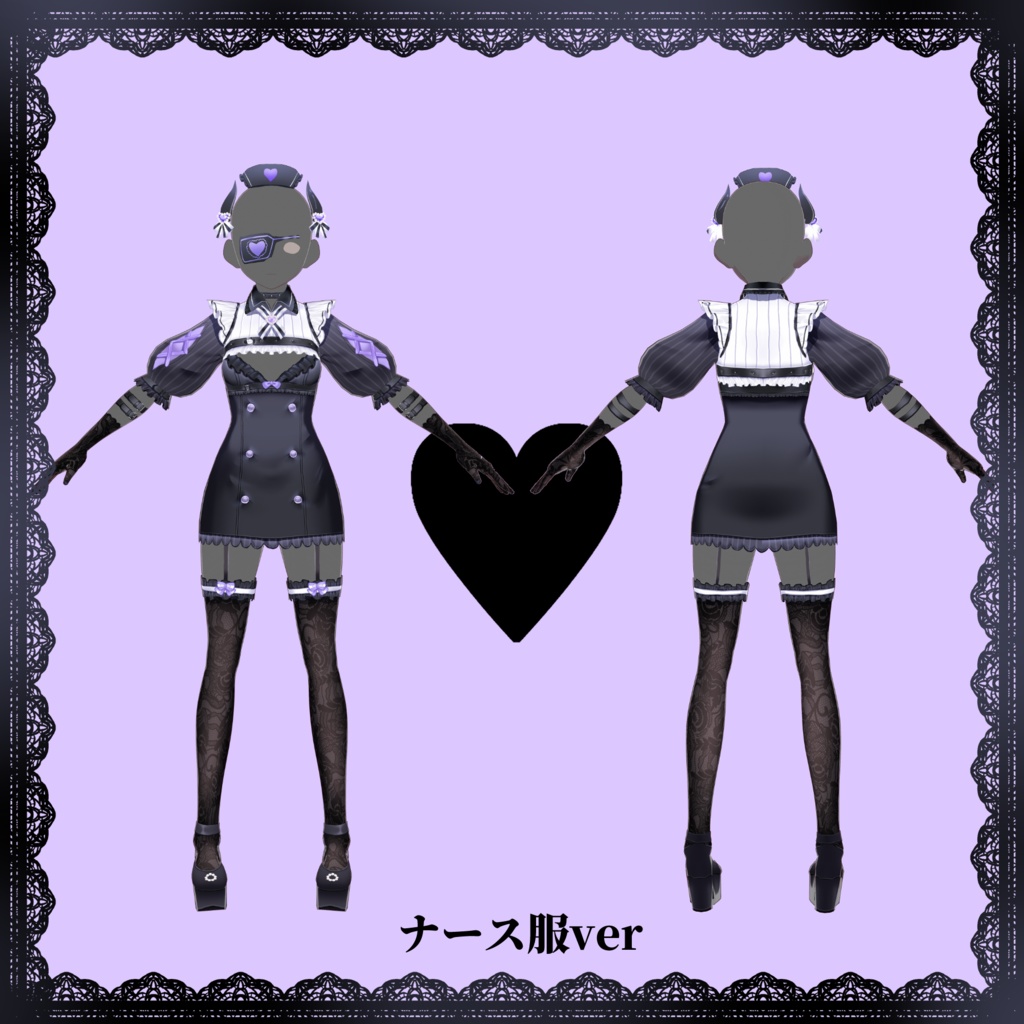 【VRoid用】小悪魔ナース服&水着テクスチャセット【ナースキャップその他アクセサリー付き】