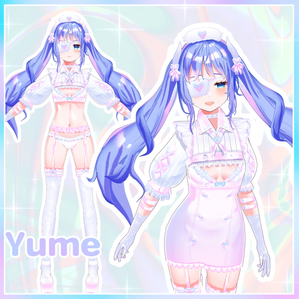 【VRoid用】小悪魔ナース服&水着テクスチャセット【ナースキャップその他アクセサリー付き】