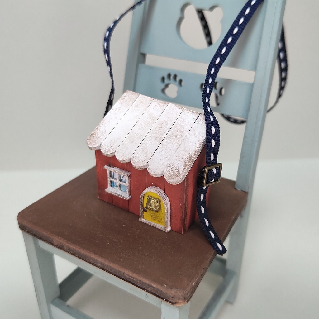 ドール用おうち型ショルダーバック｜蓋が開く・大きいサイズ（HSO-L-004）