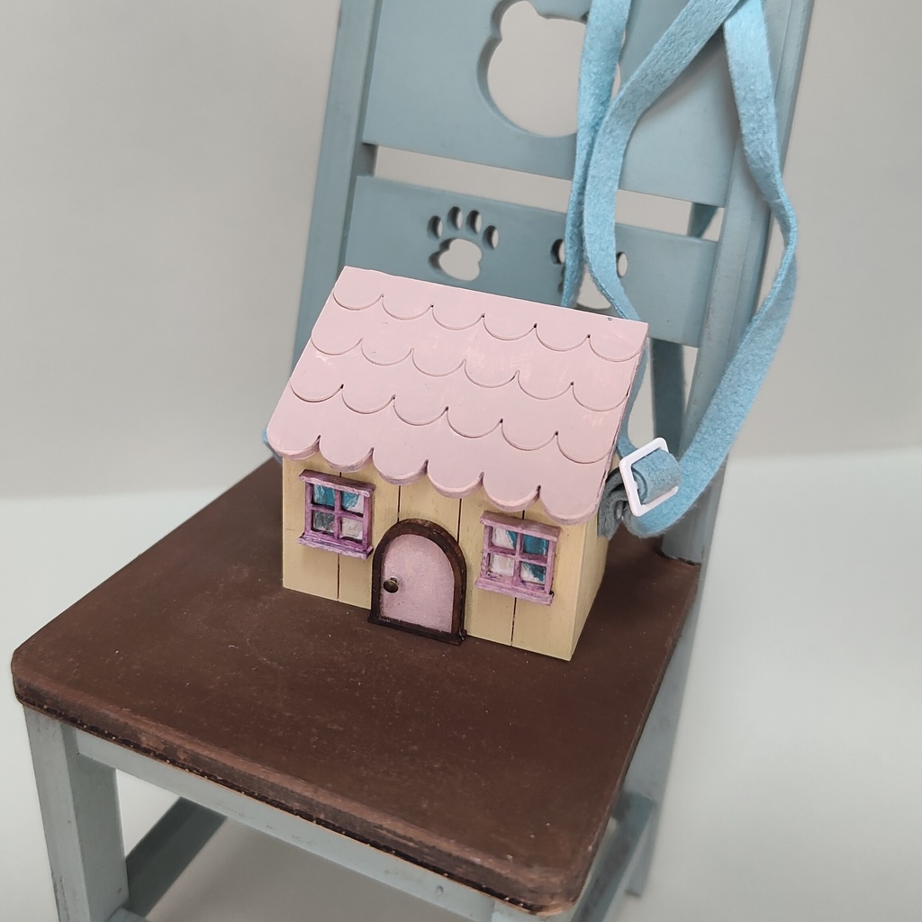 ドール用おうち型ショルダーバック|蓋が開く・大きいサイズ(HSO-L-005)