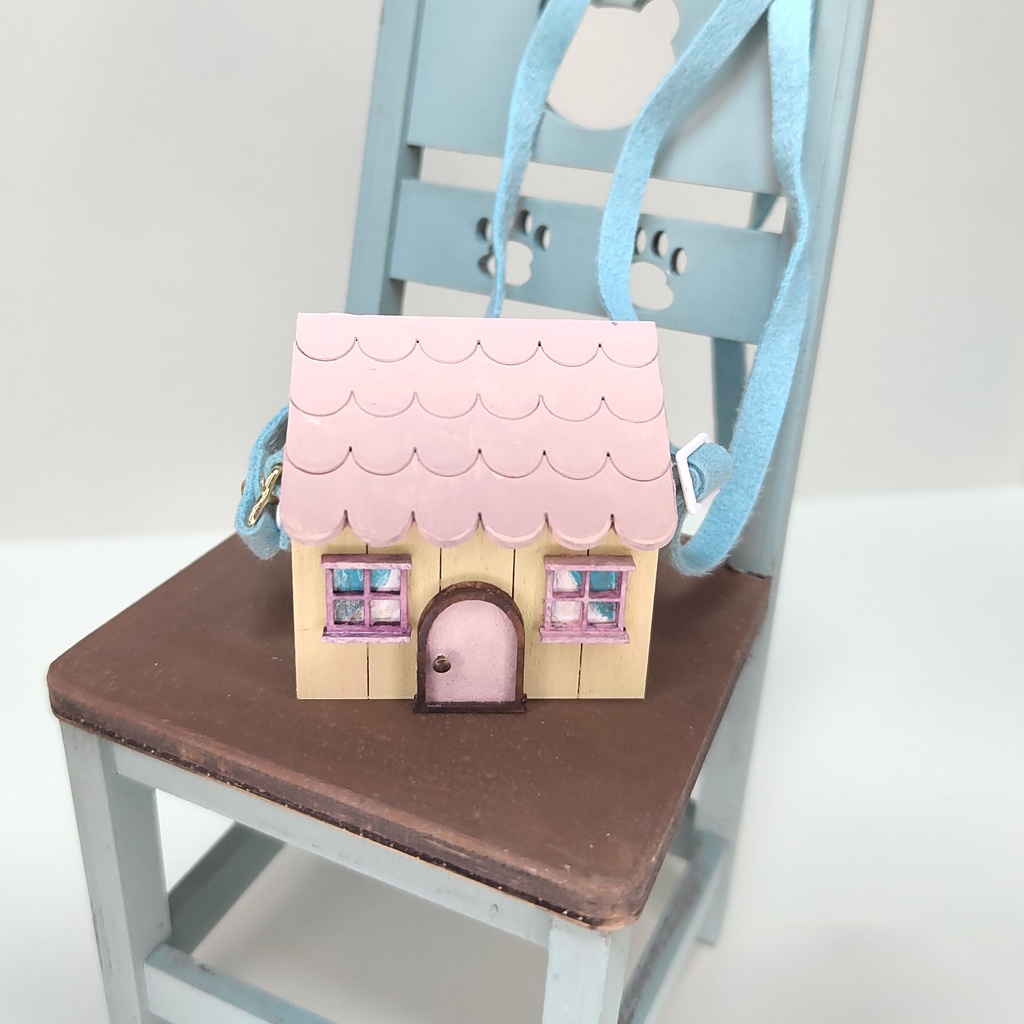 ドール用おうち型ショルダーバック|蓋が開く・大きいサイズ(HSO-L-005)