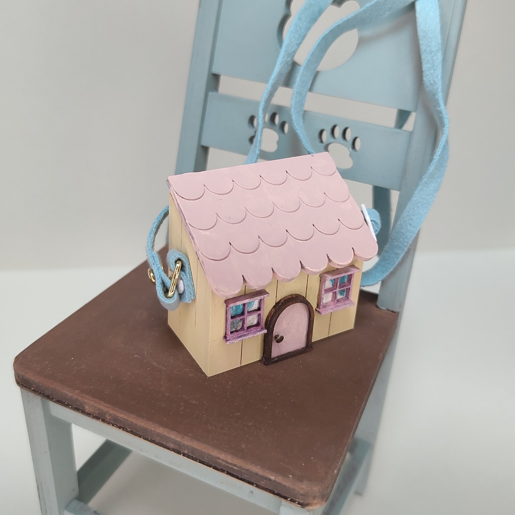 ドール用おうち型ショルダーバック｜蓋が開く・大きいサイズ（HSO-L-005）