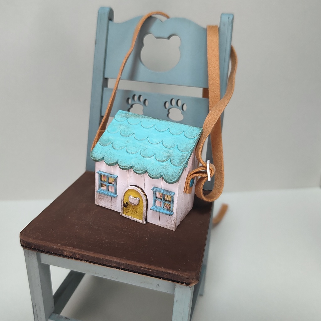 ドール用おうち型ショルダーバック|蓋が開く・大きいサイズ(HSO-L-006)