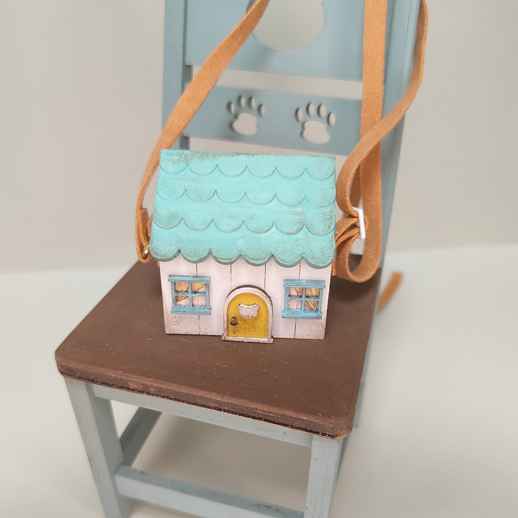 ドール用おうち型ショルダーバック|蓋が開く・大きいサイズ(HSO-L-006)