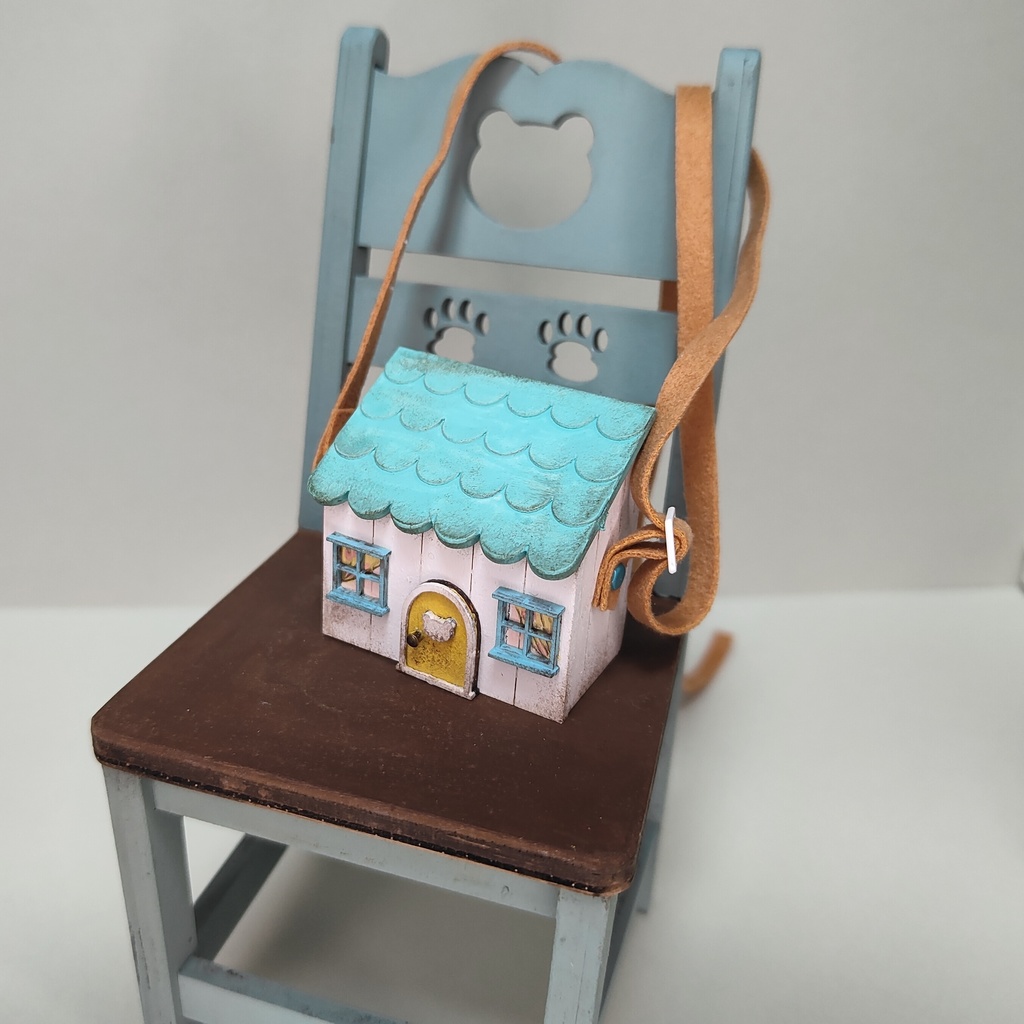 ドール用おうち型ショルダーバック｜蓋が開く・大きいサイズ（HSO-L-006）