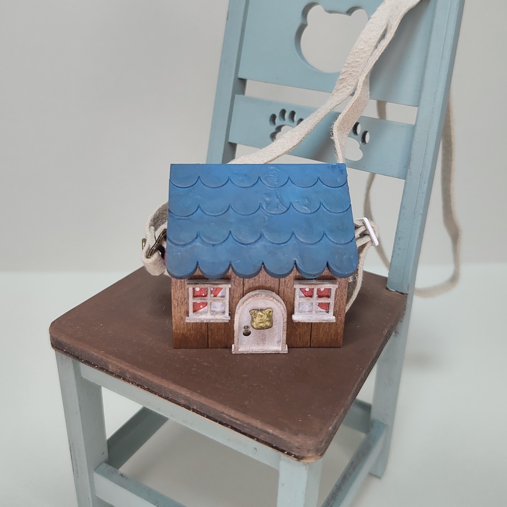 ドール用おうち型ショルダーバック|蓋が開く・大きいサイズ(HSO-L-008)