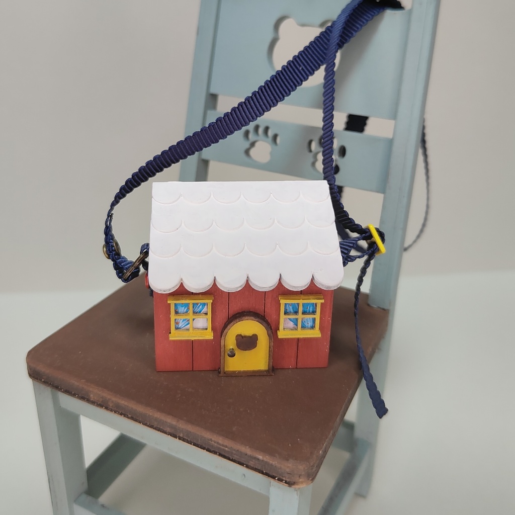 ドール用おうち型ショルダーバック|蓋が開く・大きいサイズ(HSO-L-009)