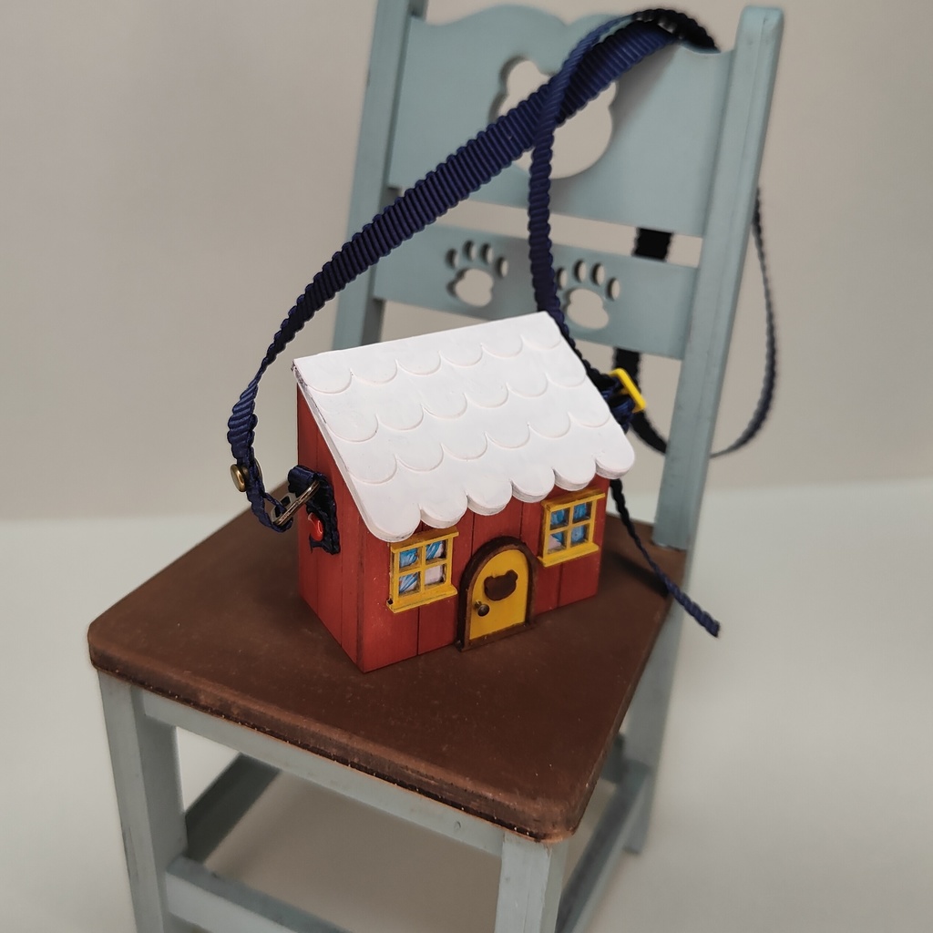 ドール用おうち型ショルダーバック|蓋が開く・大きいサイズ(HSO-L-009)