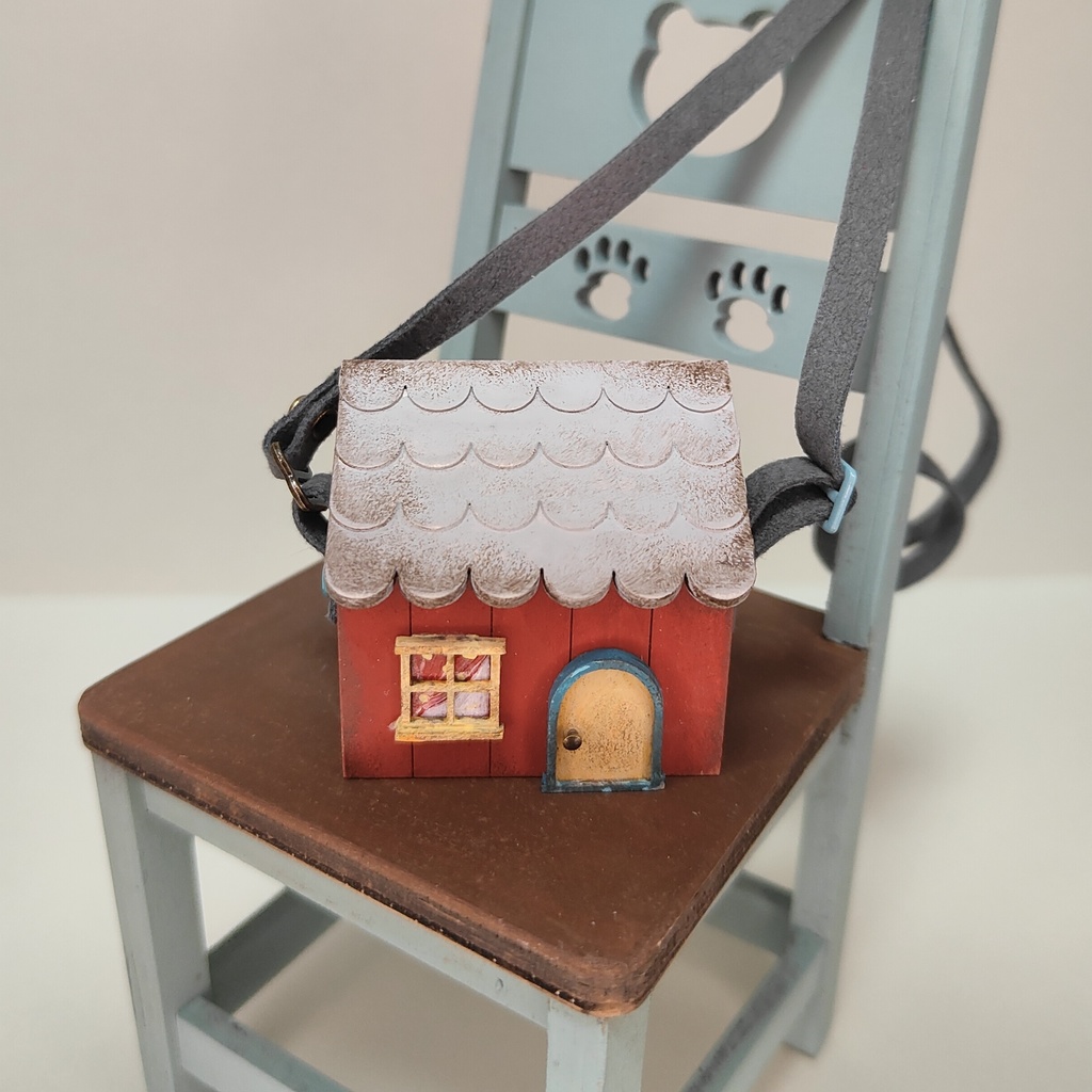 ドール用おうち型ショルダーバック|蓋が開く・大きいサイズ(HSO-L-013)