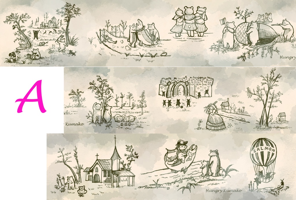 くまの絵のマスキングテープ