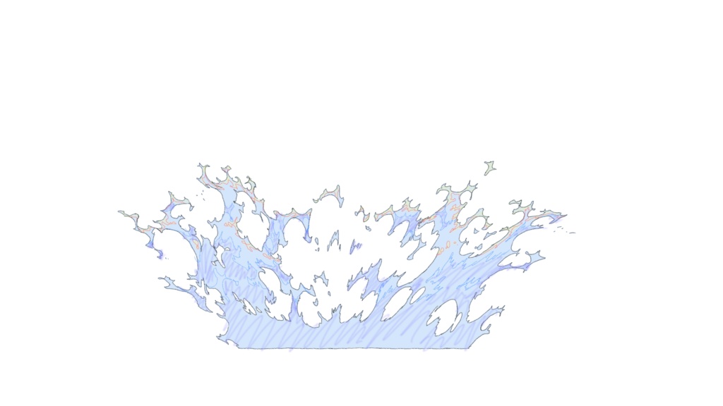 水しぶきアニメーション原画