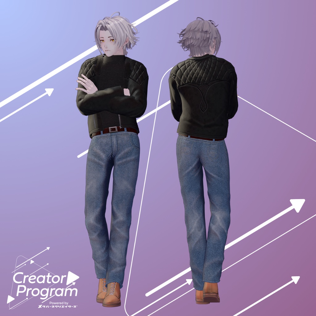 男性アバター向け衣装『BikerJacketSet』 - By 伊ノ本カズラ / CP4