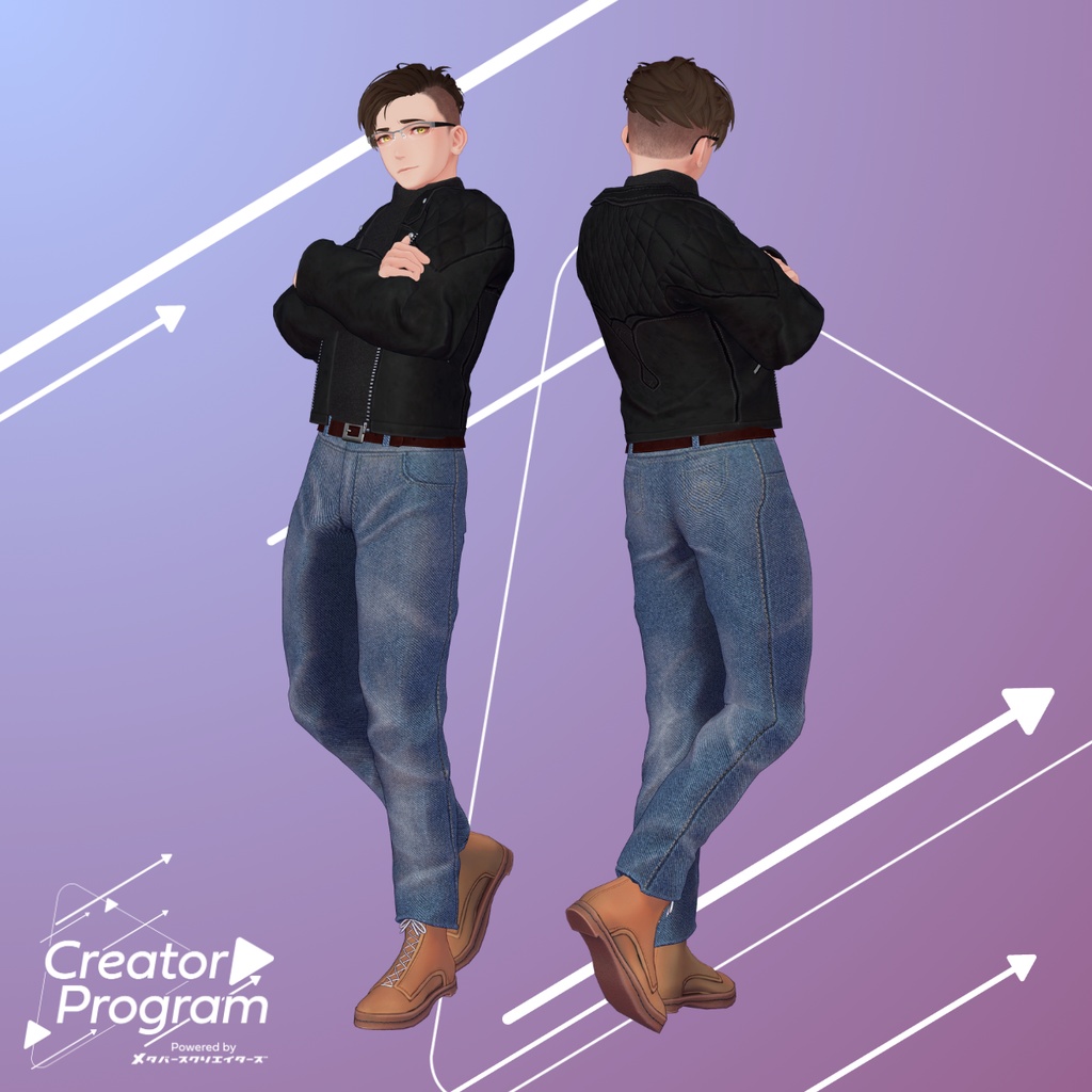 男性アバター向け衣装『BikerJacketSet』 - By 伊ノ本カズラ / CP4
