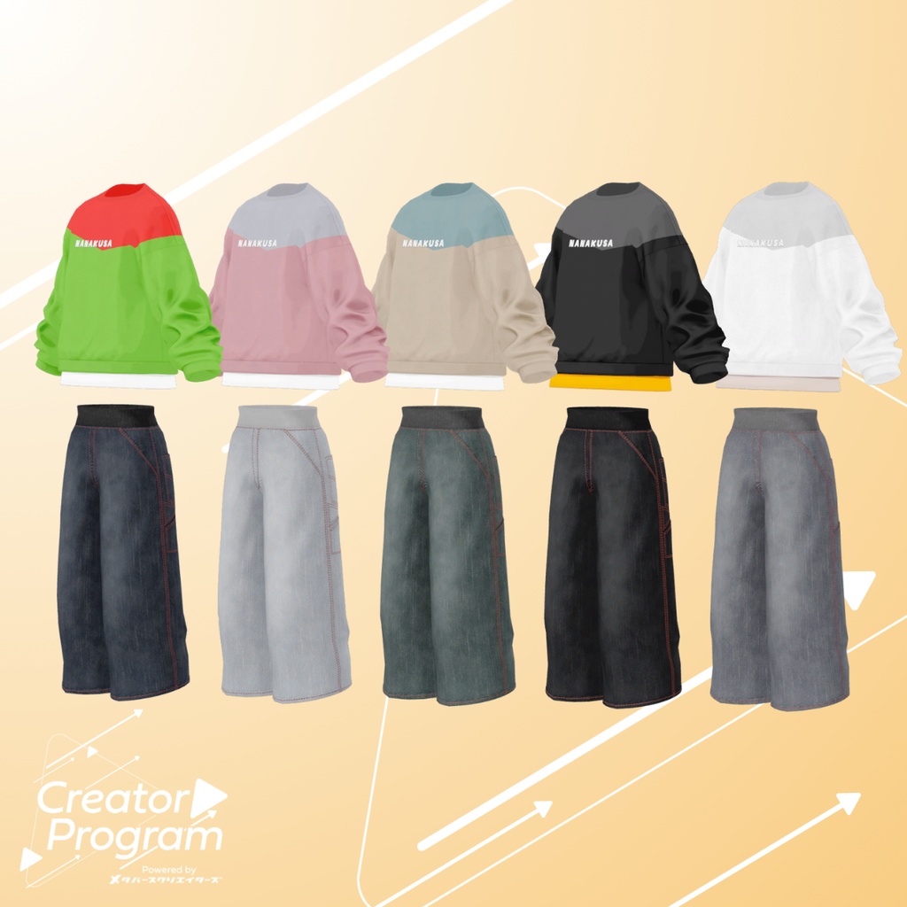 男性アバター向け衣装『NANAKUSA SweatshirtSet』 - By みけじん / CP6