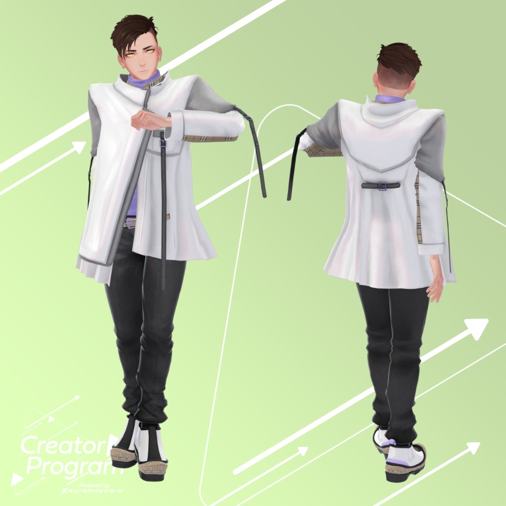 男性アバター向け衣装『アシメプリーツコート -AsymmetryPleatsCoat-』 - By あぶりメラミ / CP11