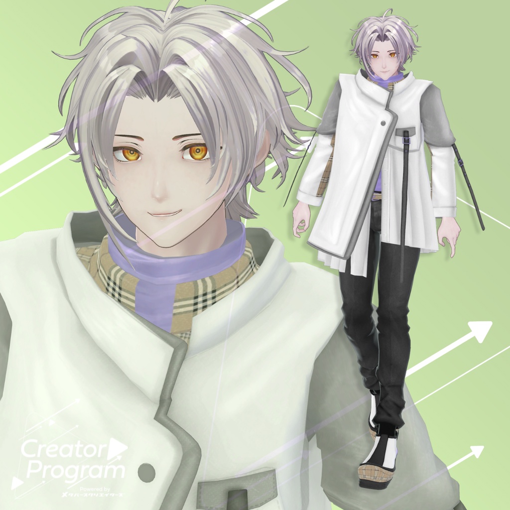 男性アバター向け衣装『アシメプリーツコート -AsymmetryPleatsCoat-』 - By あぶりメラミ / CP11