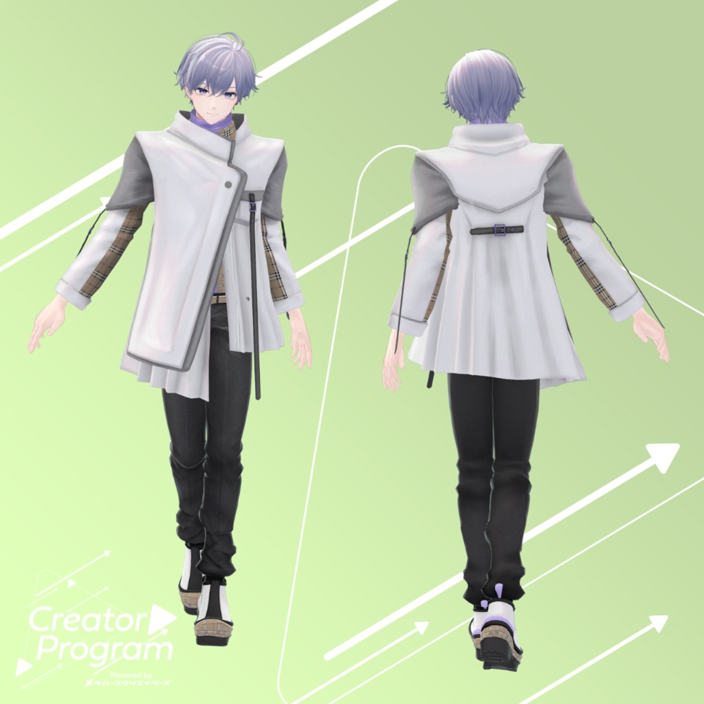 男性アバター向け衣装『アシメプリーツコート -AsymmetryPleatsCoat-』 - By あぶりメラミ / CP11
