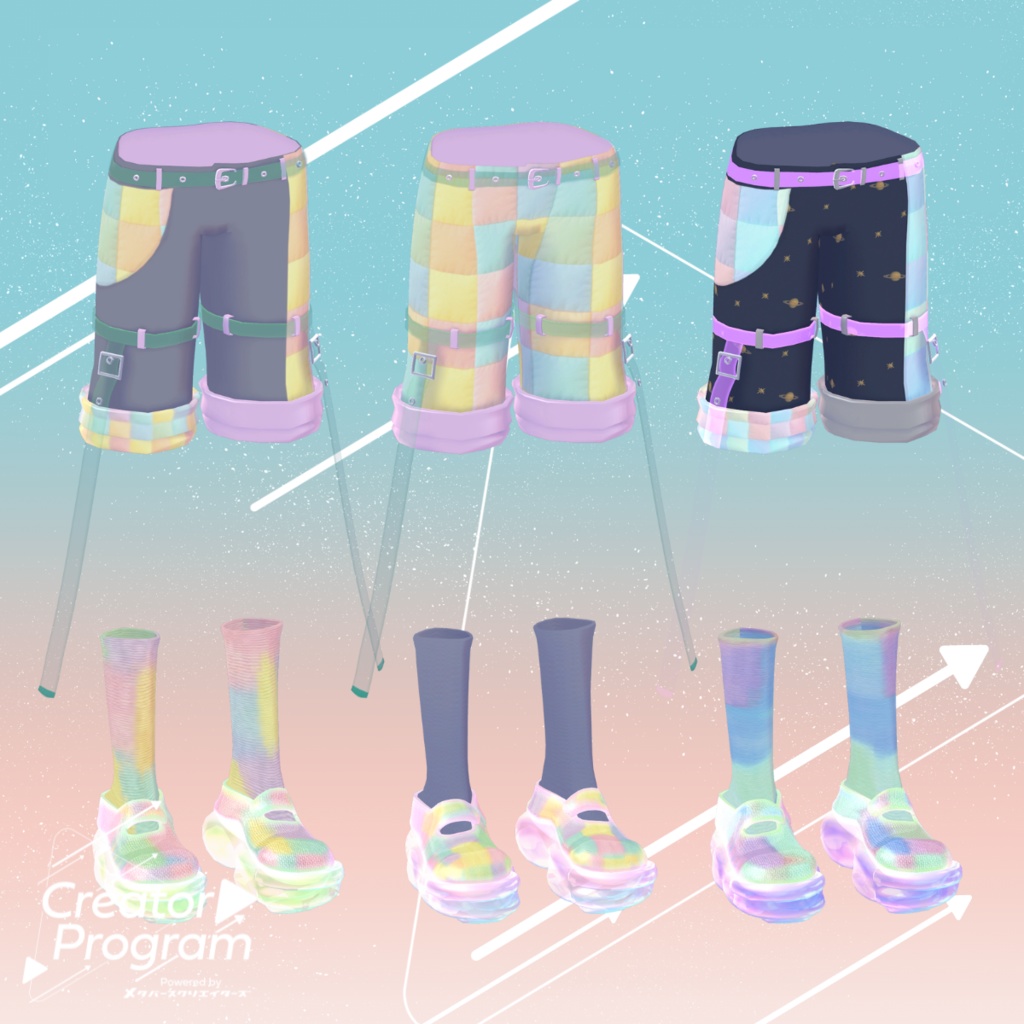 男性アバター向け衣装『うららかパッチワークパーカー -UrarakaPatchworkHoodie-』 - By あぶりメラミ / CP11